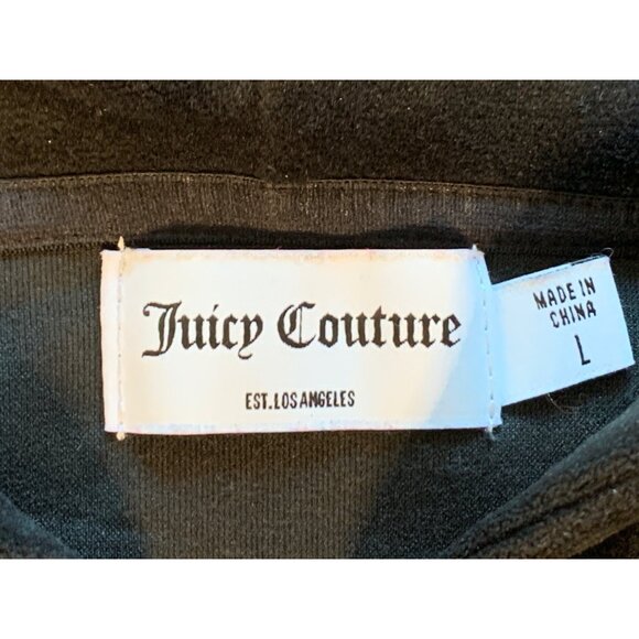 Juicy Couture L Black Velour Hooded Jumpsuit Drawstring Zipper Closure 8237 - Picture 4 of 13